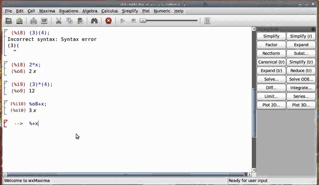 Maxima CAS 1: Basic use of wxMaxima and some built-in functions along the way
