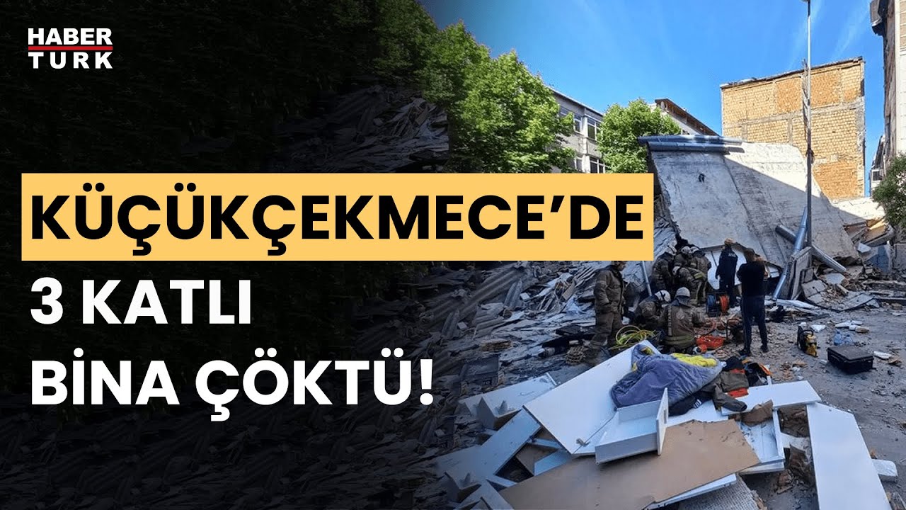 #CANLI - İstanbul Küçükçekmece'de 3 katlı bina çöktü!