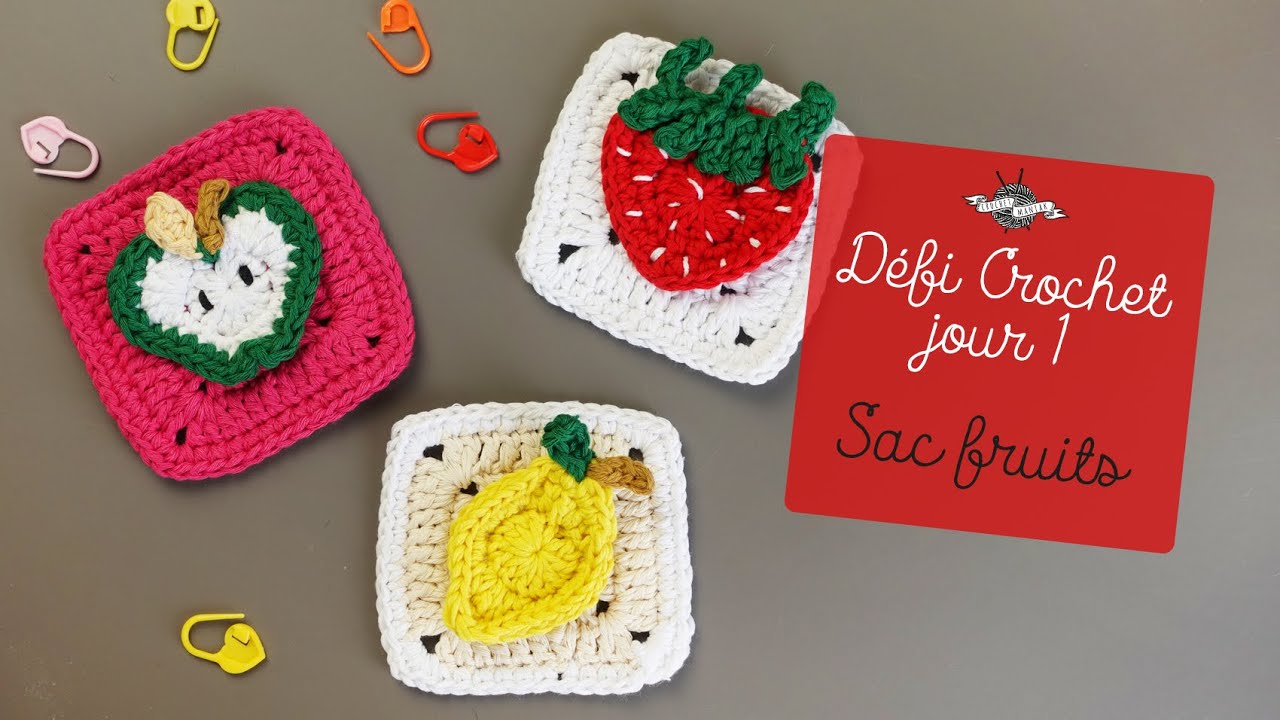 DEFI Jour 01 SAC CROCHET | Granny fruits | Sac granny square