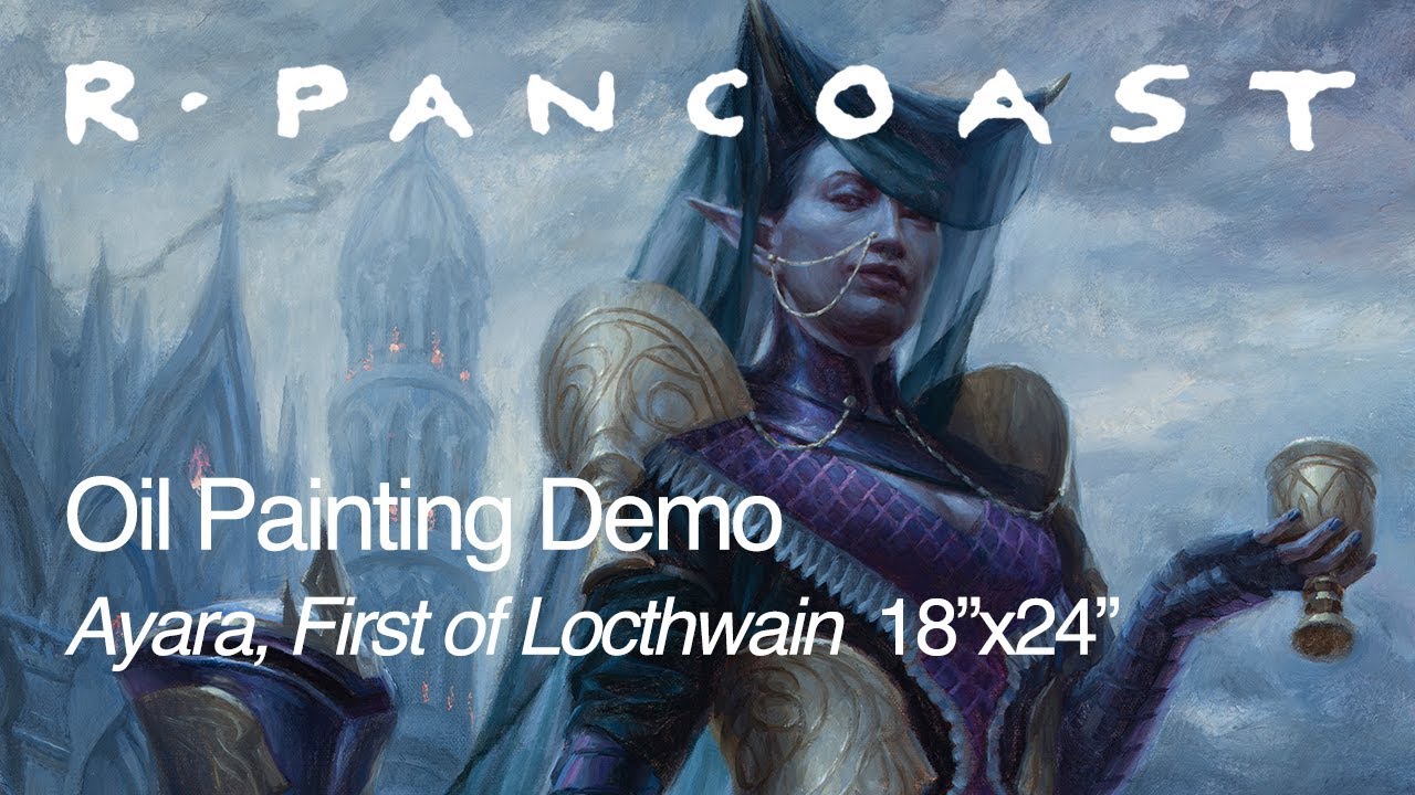Ayara, First of Locthwain (MtG card illustration) oil on canvas 18