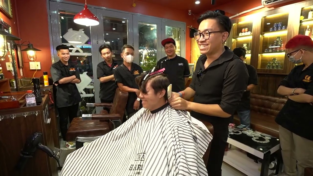 Hướng dẫn cắt chân phương kê lược kiểu  tóc side part  classic | QC BARBER SHOP
