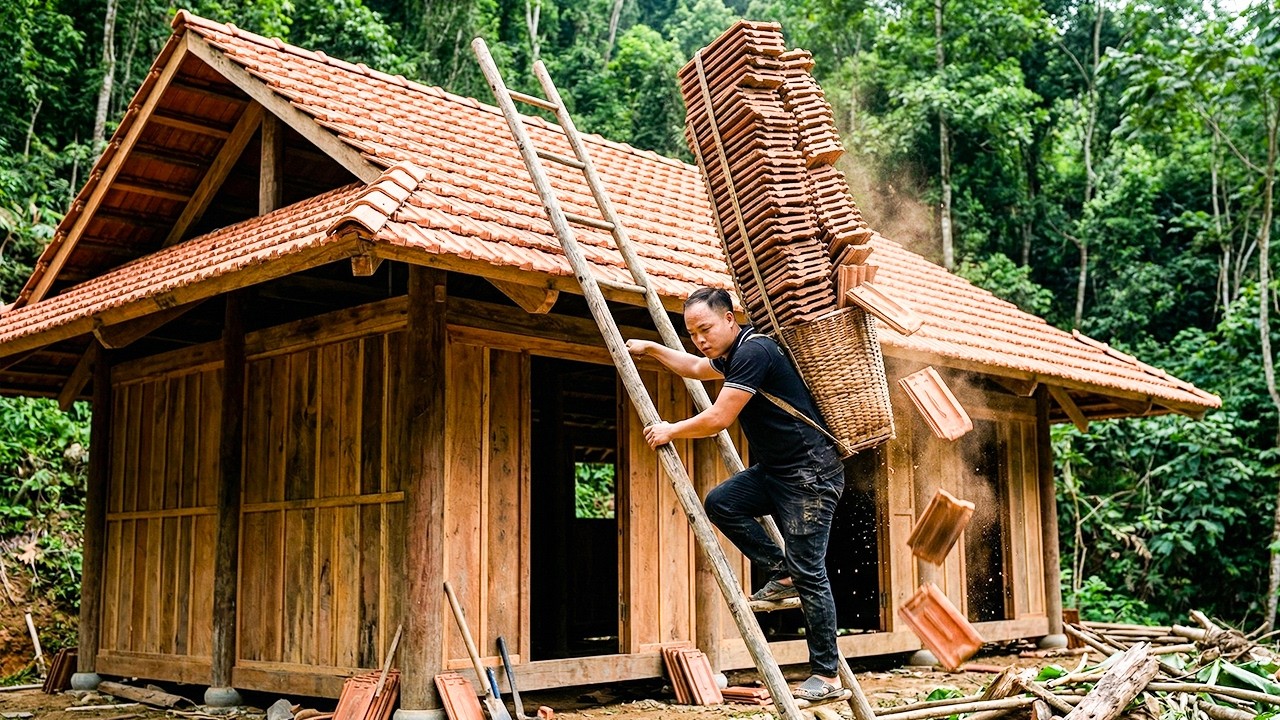 DUONG Turns Mud Into Strong Roof Tiles and Builds a Stunning Roof