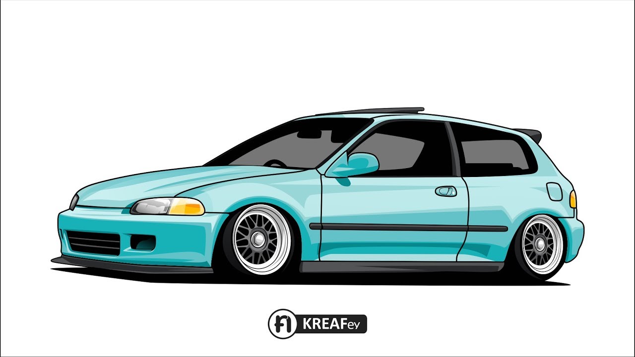 Car Illustration With Coreldraw | Time Lapse (Civic EG)