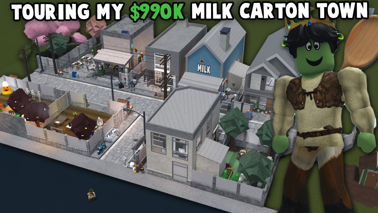 TOURING MY $990K BLOXBURG MILK CARTON TOWN PLOT... im shrek