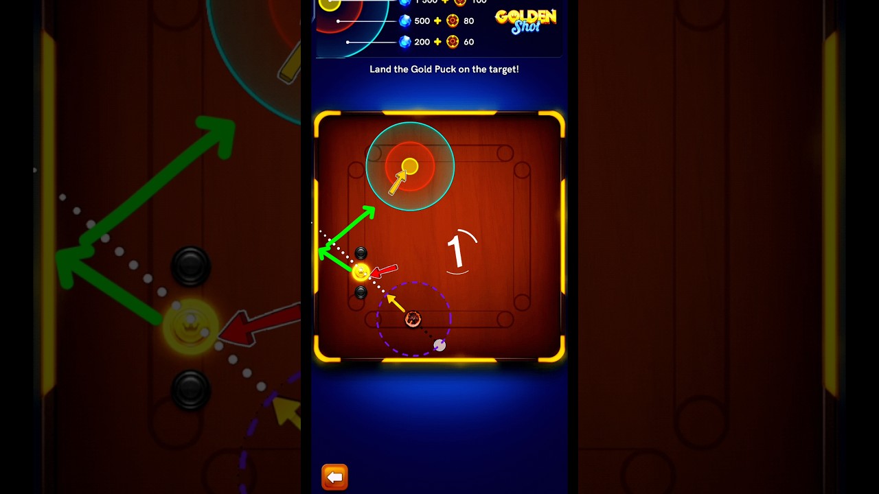 🔥 Difficult Golden Shot But Clean Pot 😎 #shorts #yaibaatgaming #carrompool