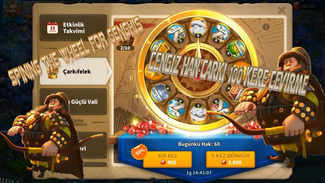 104 Kere Cengiz Han Çarkı Çeviriyoruz - Rise Of Kingdoms
