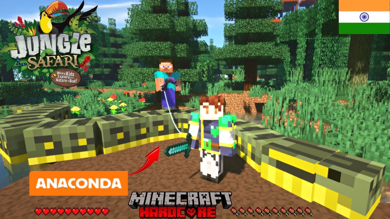 ANACONDA ALMOST ATE US IN WETLANDS BIOME IN JUNGLE SAFARI S2 (EP-1) || MINECRAFT [HINDI]