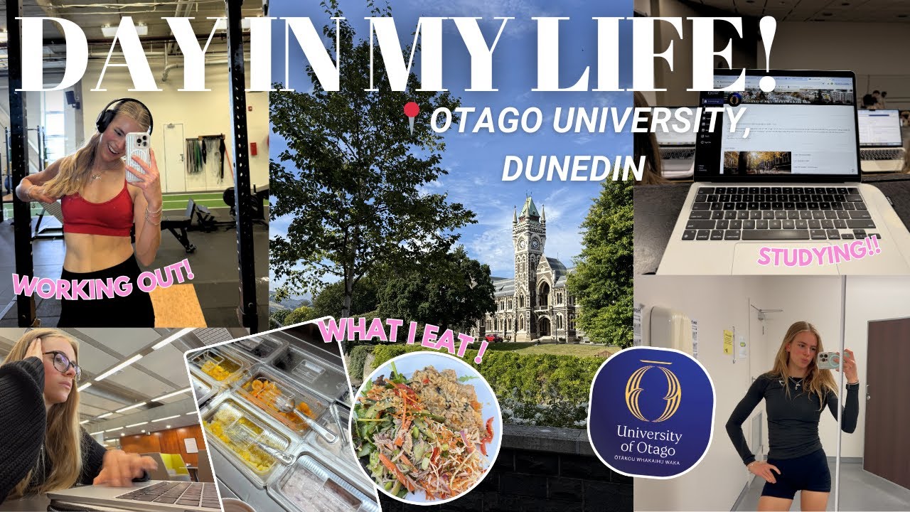 DAY IN THE LIFE AT OTAGO UNIVERSITY- dining hall meals, productivity & working out!