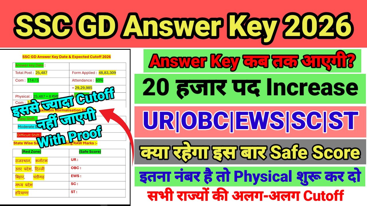 SSC GD CUTOFF 2026 🔥 || SSC GD EXPECTED CUTOFF 2026 || SSC GD ANSWER KEY 2026 || SSC GD ANSWER KEY