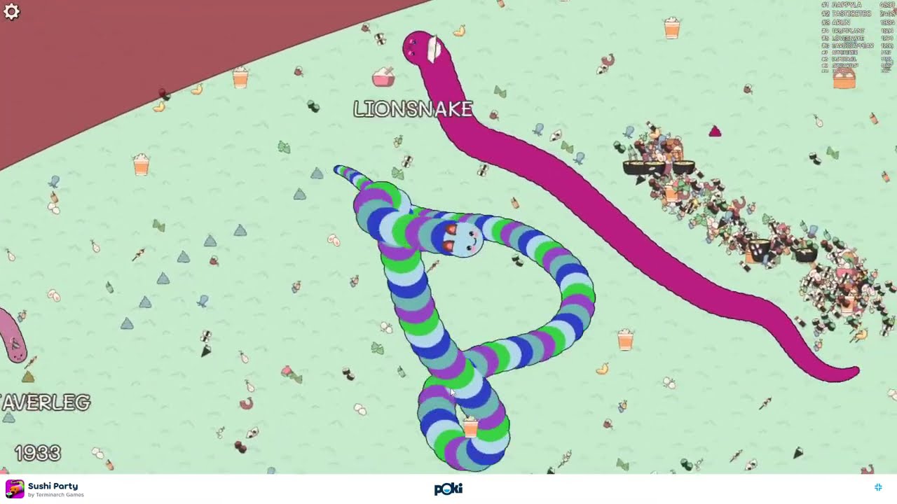 🍣🐍 Sushi Party Live | Snake Game High Score Challenge Poki