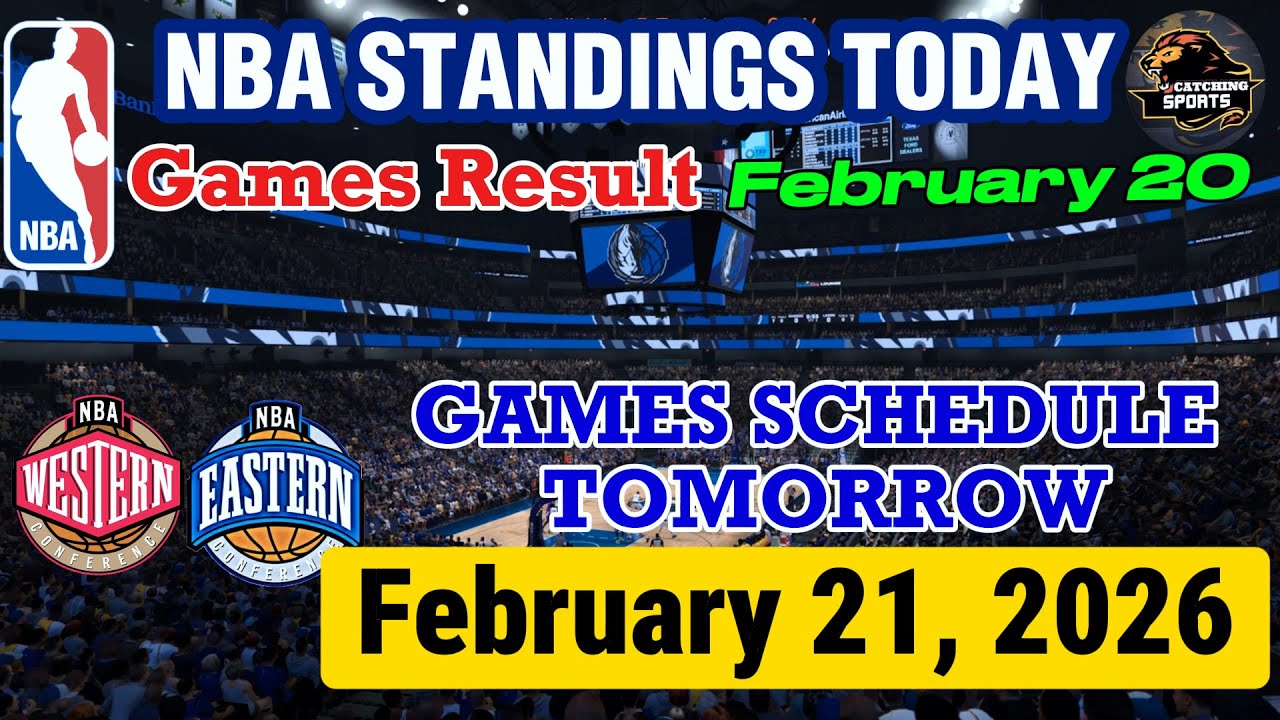 NBA STANDINGS TODAY as of FEBRUARY 20 | GAMES RESULT | GAMES SCHEDULE FEBRUARY 21, 2026