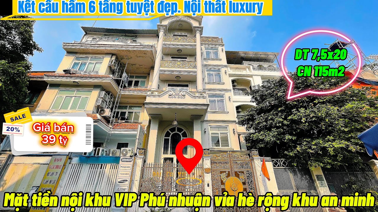 NHÀ VIP HỒ VĂN HUÊ PHÚ NHUẬN – HẺM 16M – HẦM + THANG MÁY – 6PN – HÀNG CÁN BỘ CẤP CAO CHỈ 39 TỶ.