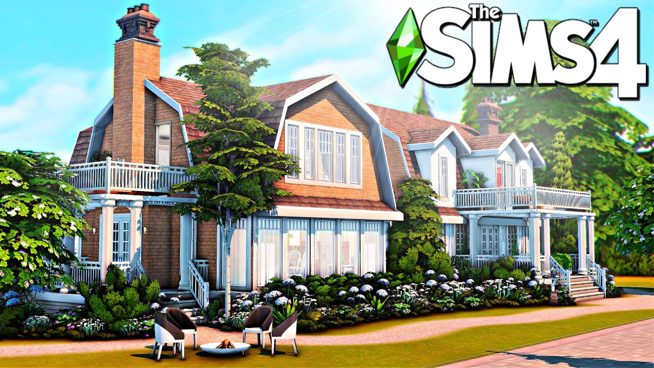 Большой дом в Кейп-Коде для родителей и взрослых детей || The Sims 4 Скоростная сборка