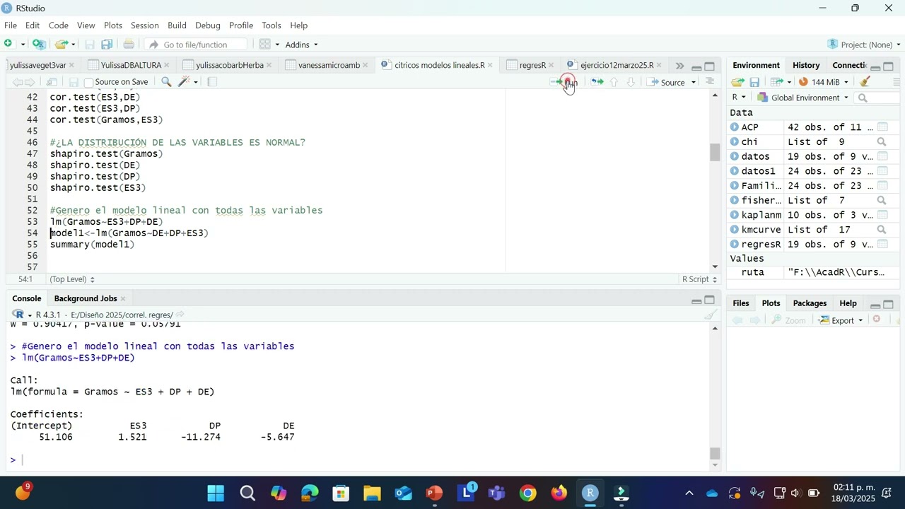 Regresión lineal múltiple RStudio