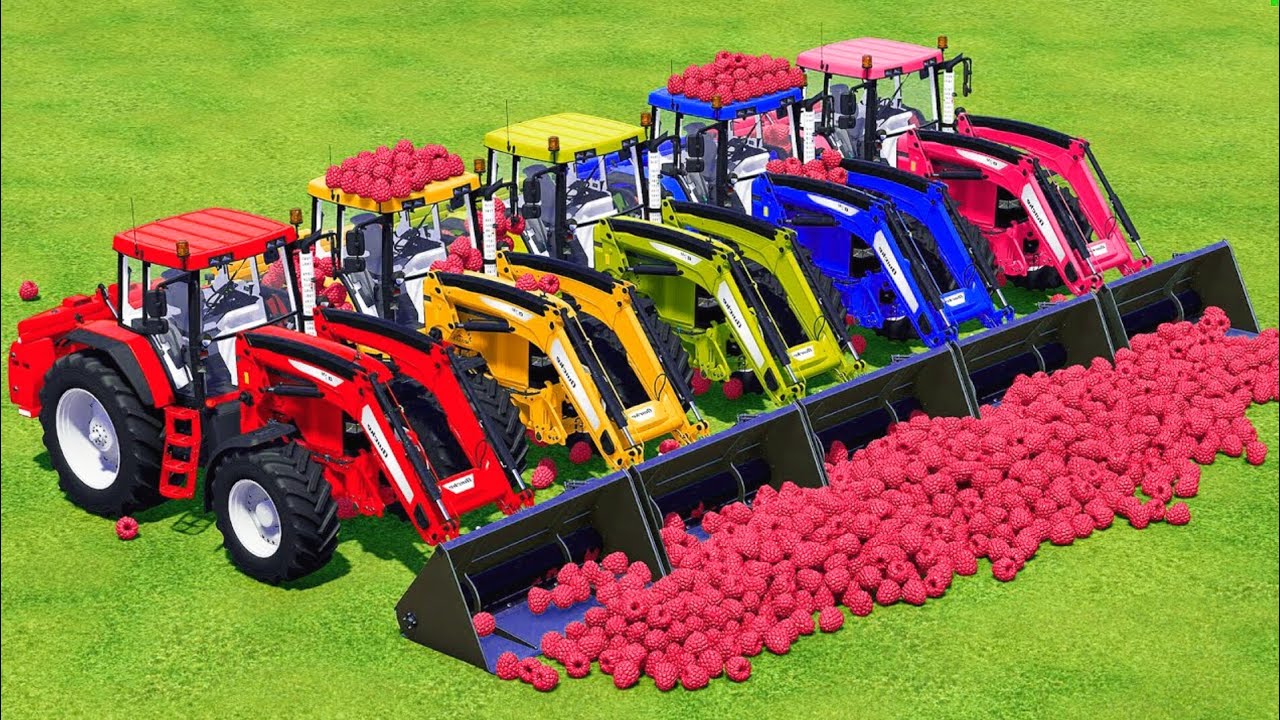 LOAD AND TRANSPORT RASPBERRY WITH JOHN DEERE TRACTORS - Farming Simulator 2022