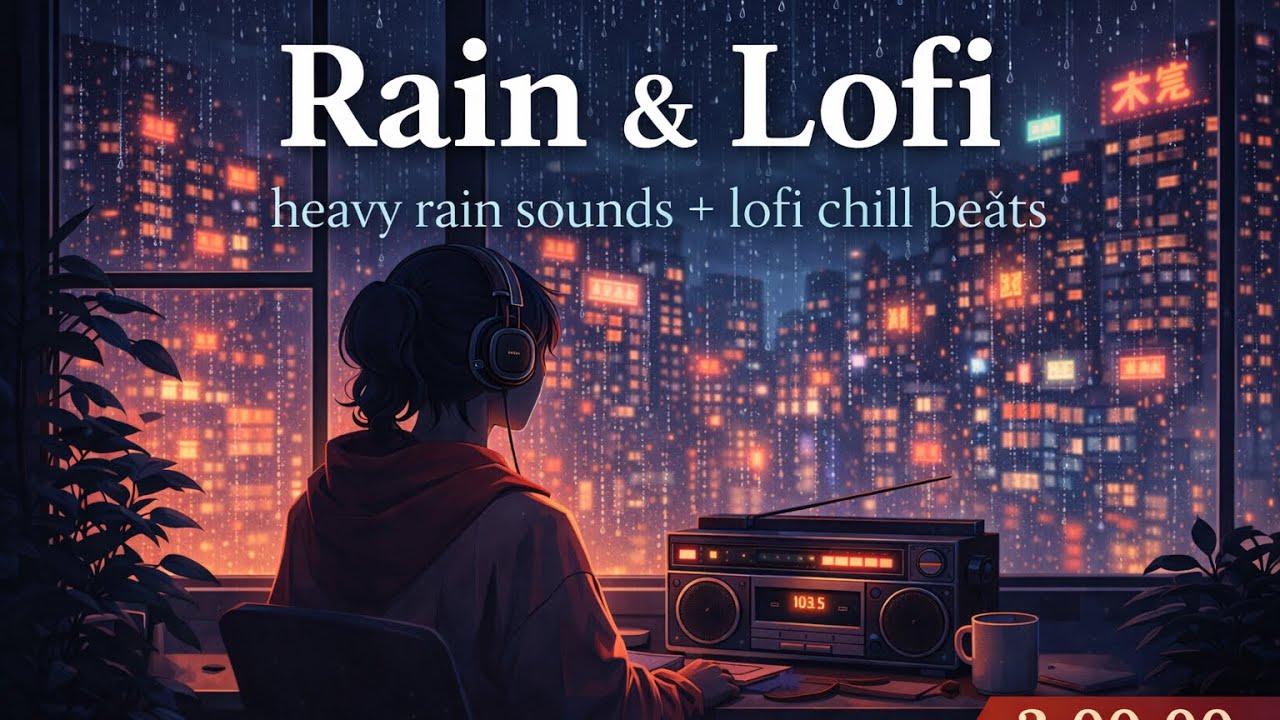 Rain & Lofi Radio – 夜の雨音と落ち着くLofi | 3 Hours Relaxing Mix