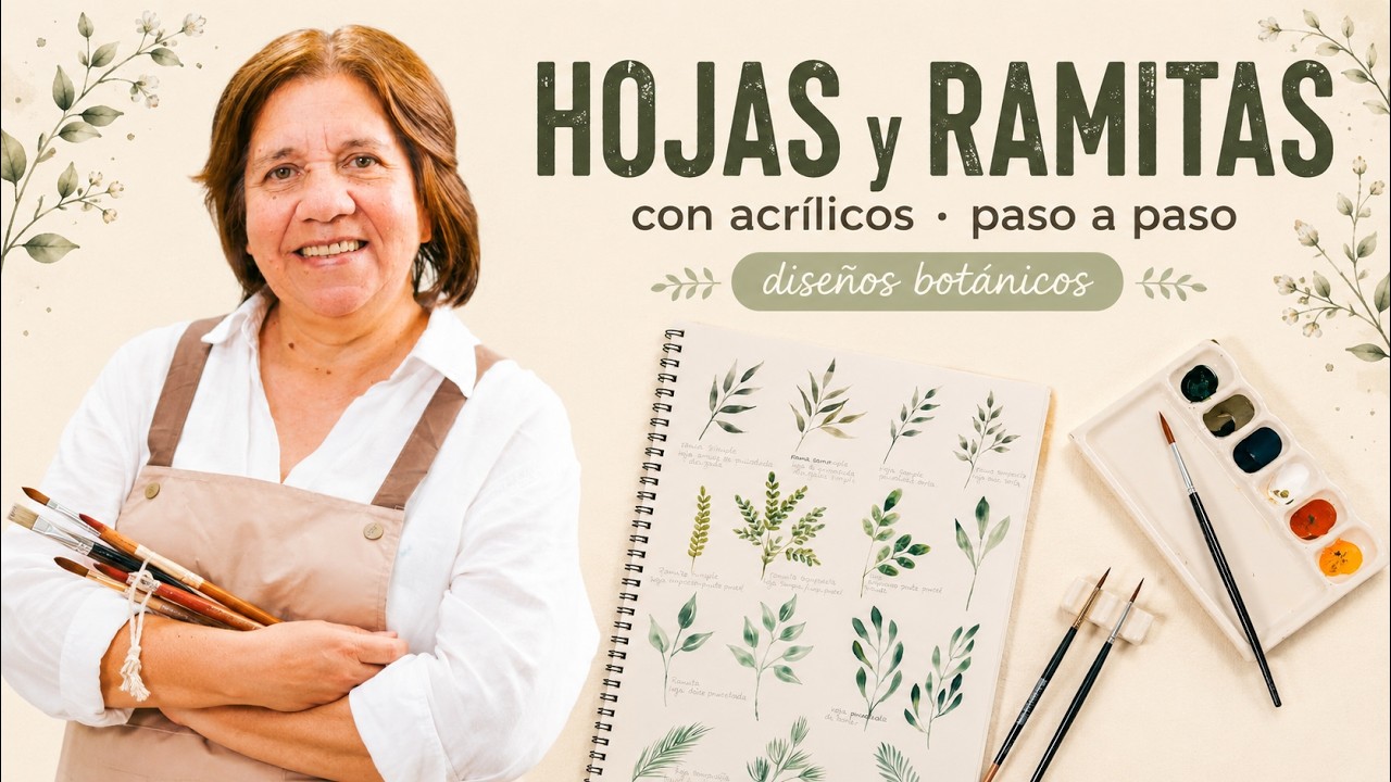 PINTA HOJAS y RAMITAS con ACRILICOS (nivel principiantes)