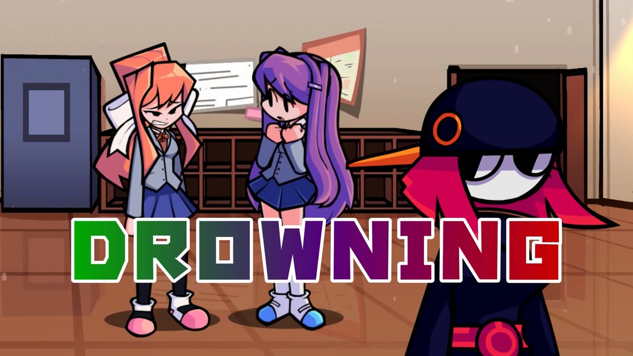 【FNF】DROWNING but Monika, Yuri and Nikku Sing It【FNF Cover】