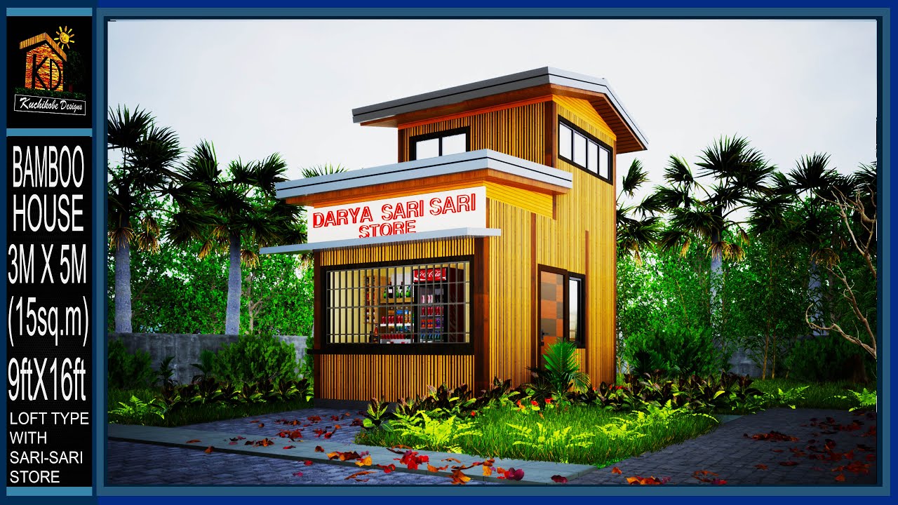 BAMBOO HOUSE /TINY HOUSE / LOFT TYPE HOUSE WITH SARI   SARI STORE 3m.x5m. (15sq.m) 9FtX16Ft