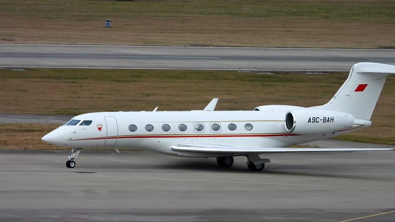 Gulfstream G650ER A9C-BAH Bahrain Royal Flight Landing at Geneva Airport