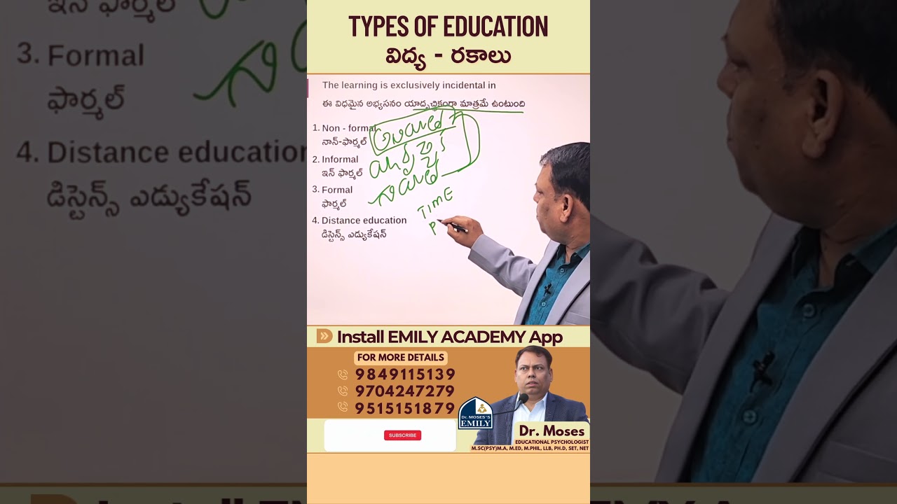 Education - Types | Types of Education | Explained by Dr. Moses | Emily Academy