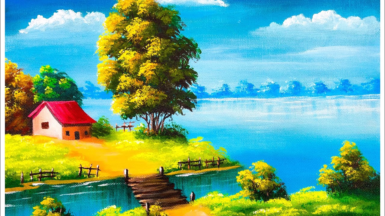 Acrylic Landscape Painting || Simple Nature || Easy Art