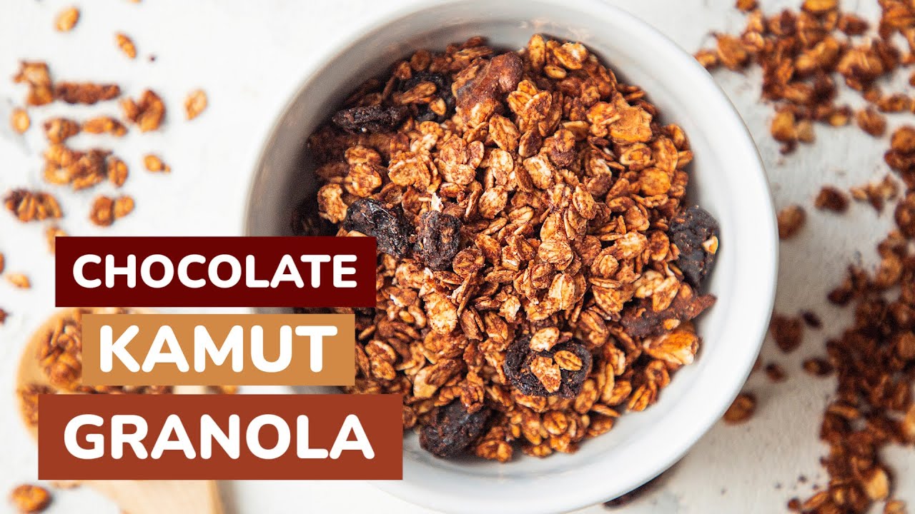 CHOCOLATE KAMUT GRANOLA | Easy & Healthy Homemade Granola Recipe | Oil-Free, Low-Sugar