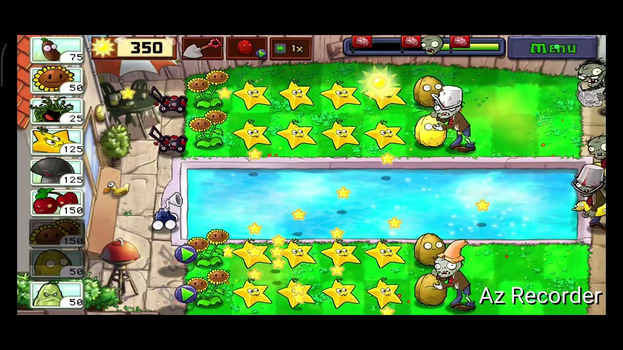 Прохождение локации бассейн без водных растений. Plants vs zombies. 