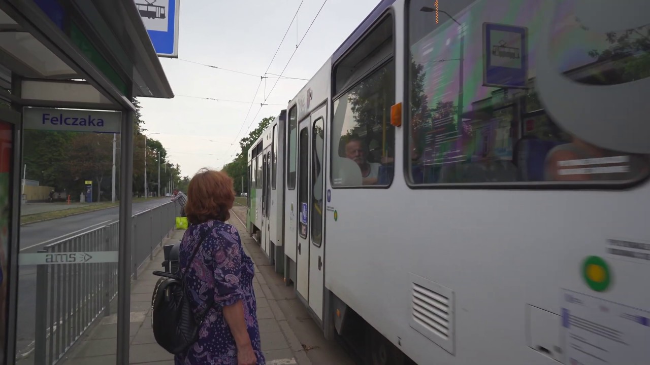 Poland, Szczecin, tram 1 ride from Felczaka to Plac Grunwaldzki