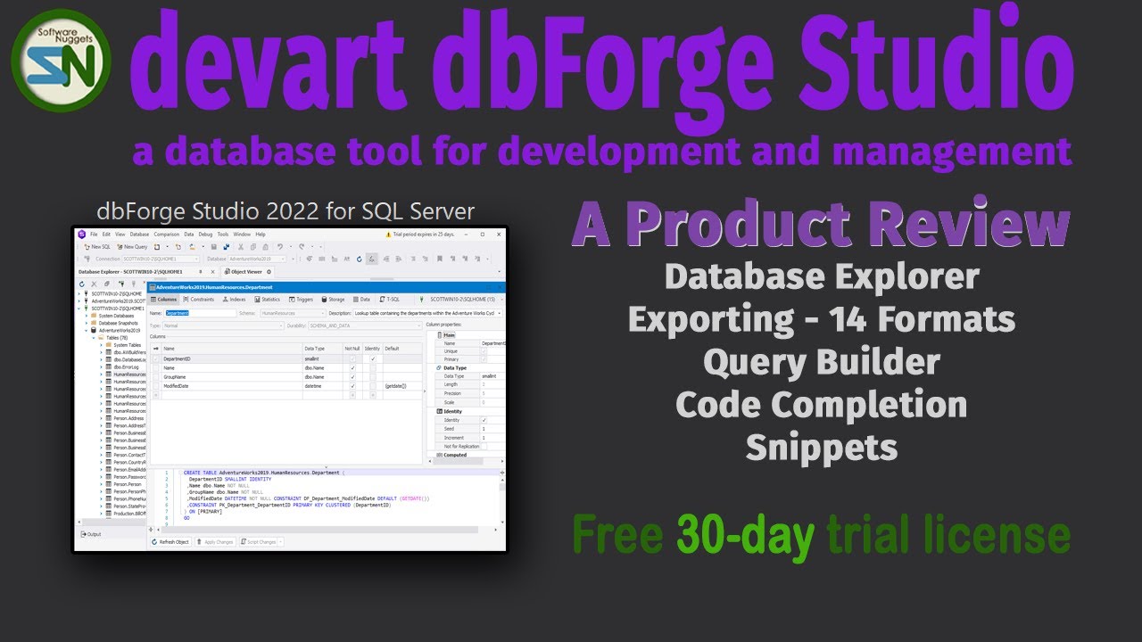 devart - dbForge Studio 2022, A database tool for SQL Server development/management review