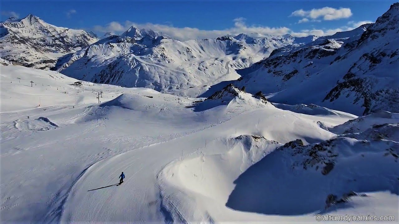 Tignes / Val Disere drone video at la grande motte