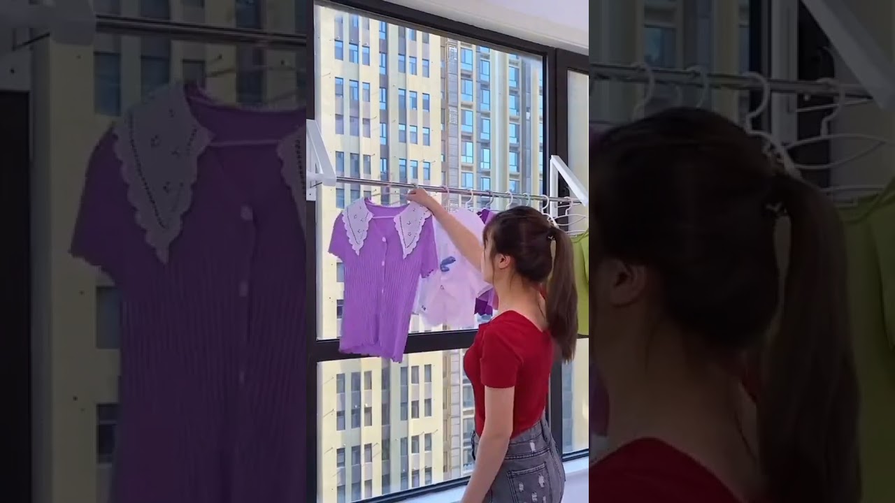 Wall Mounted Clothes Rail 2 Pieces, Coat Hanger Racks Dryer Aluminum Hanging Rod Wardrobe Hooks