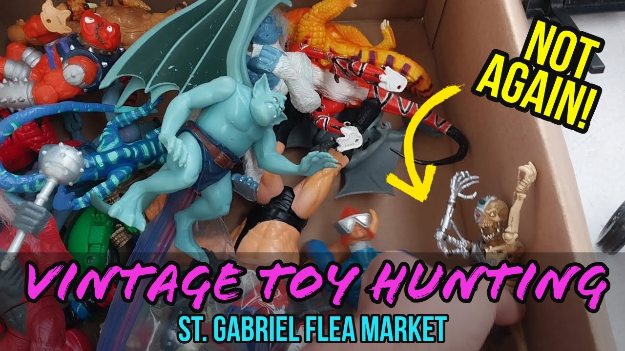 Tempted by new toy lines at the flea market.