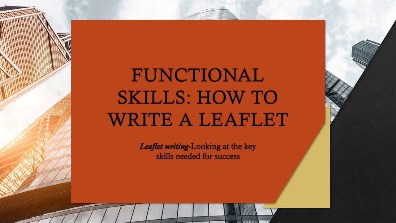 Functional Skills How to write a leaflet Part One#englishlearning #adulteducation