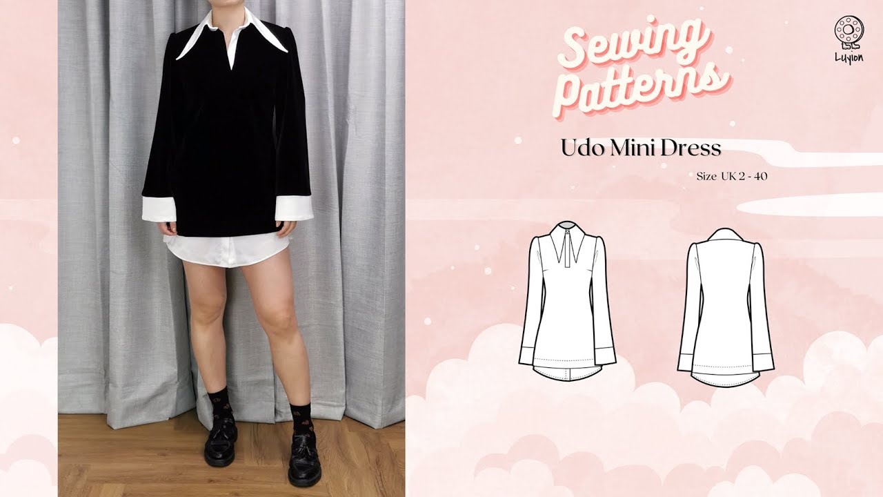 Udo Mini Dress Sewing Video  // Digital PDF Sewing Pattern Size UK 2-40 // Luyion