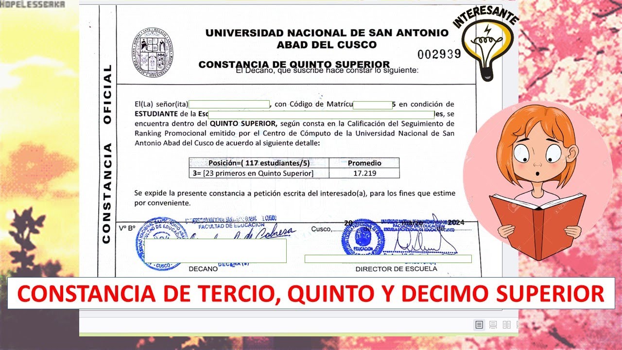 COMO OBTENER LA CONSTANCIA DE TERCIO, QUINTO Y DECIMO SUPERIOR 2024 - TRAMITES  PLADES UNSAAC