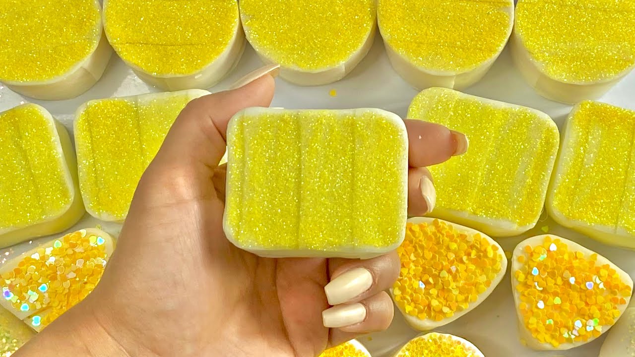 Satisfying ASMR soap|Crushing soap boxes with TRUFFLE,GOLD LEAF and SHREDDED PAPER 💛💛💛
