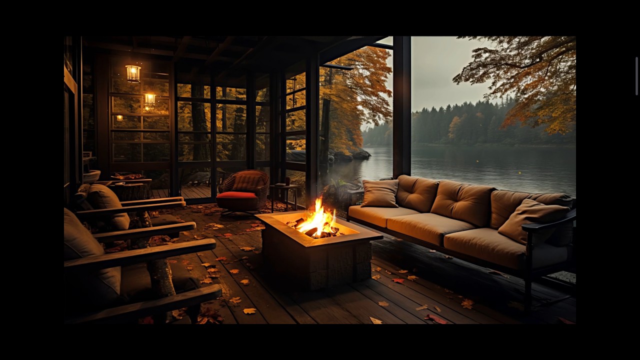 Cozy Autumn Cabin by the Lake 🔥 Relaxing Fireplace Sounds(6H)