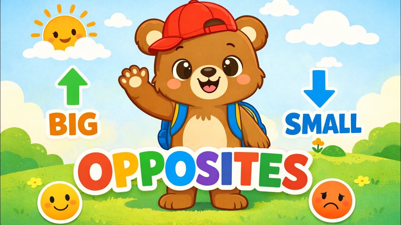 Opposites with Kimo the Bear ⬆️⬇️🙂🙁 | Kids Learning Song