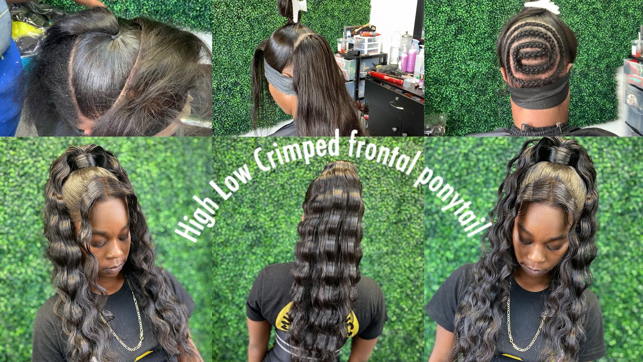 Half up Half down crimped frontal ponytail