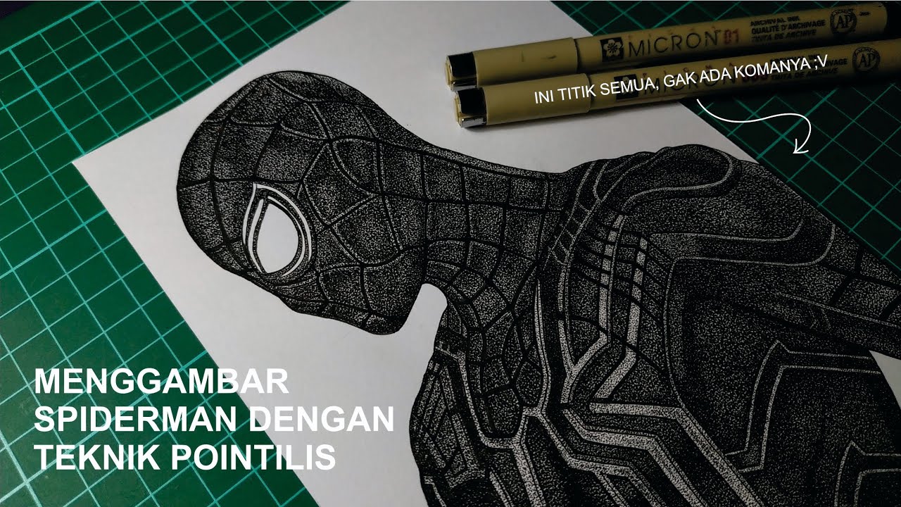 KEREN BANGET! JUTAAN TITIK BISA JADI GAMBAR SPIDERMAN - MENGGAMBAR DENGAN TEKNIK POINTILIS