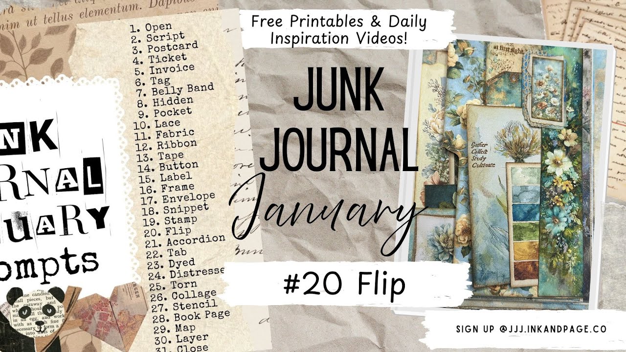 Junk Journal January |#20 Flip| Free Printable Project | East Page Flaps