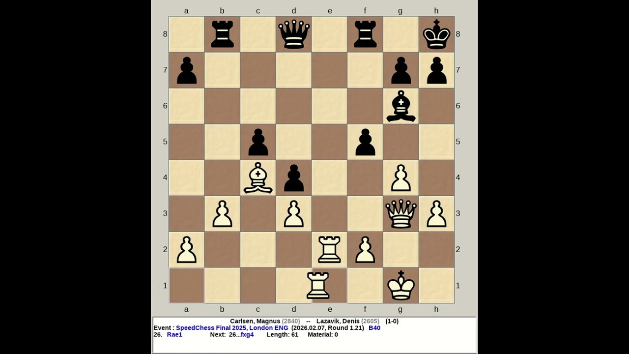 Carlsen, Magnus vs Lazavik, Denis | SpeedChess Final 2025, London England R1 21