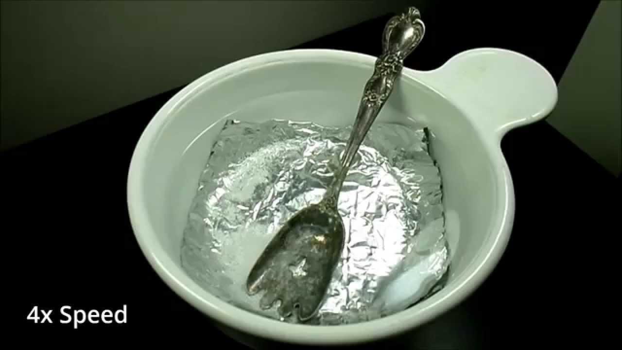 Easily Clean Tarnished Silver with Science (electrochemical redox reaction)!