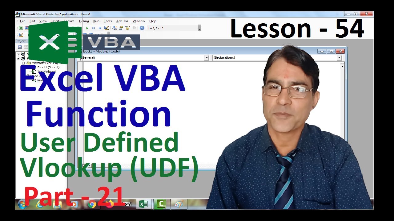User Defined Vlookup Function in Excel VBA | Excel VBA lesson - 54 | User Defined Function