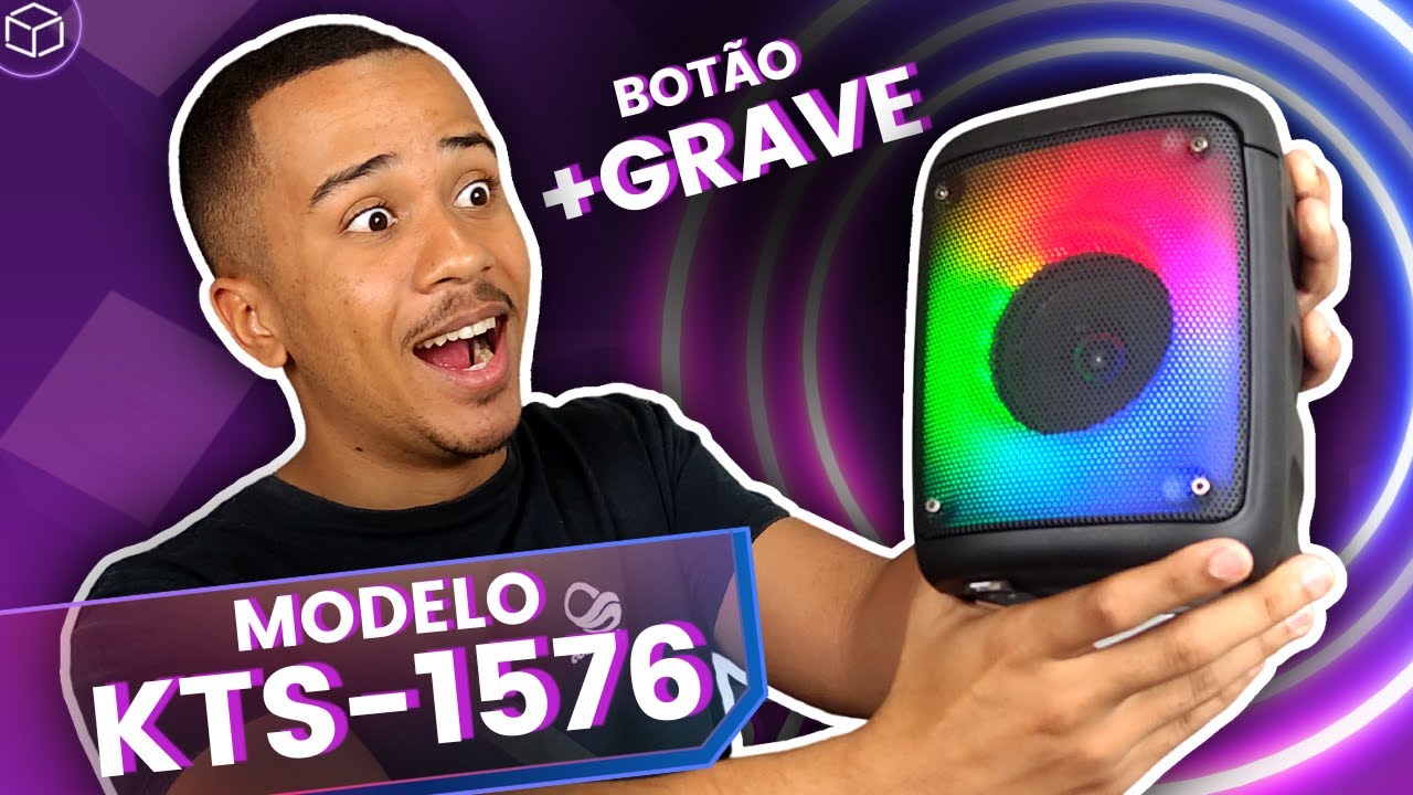 WIRELESS BLUETOOTH KTS-1576 • LEVE, PEQUENA E BARATA COM LED RGB, BOTÃO DE GRAVE E MICROFONE!