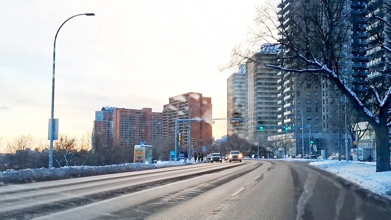 Beautiful sunset drive through Edmonton, Alberta, Canada