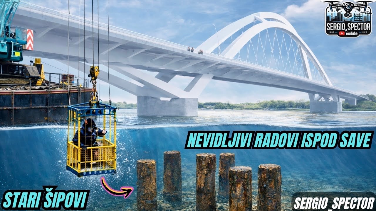 Новый мост через реку Сава — водолазы и краны: невидимая сторона строительства моста через реку С...