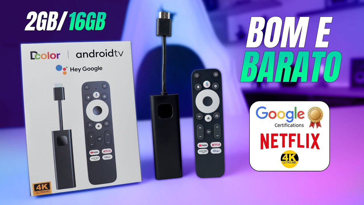 DColor GD1 - Android TV Stick BARATO com 16GB e 100% CERTIFICADO