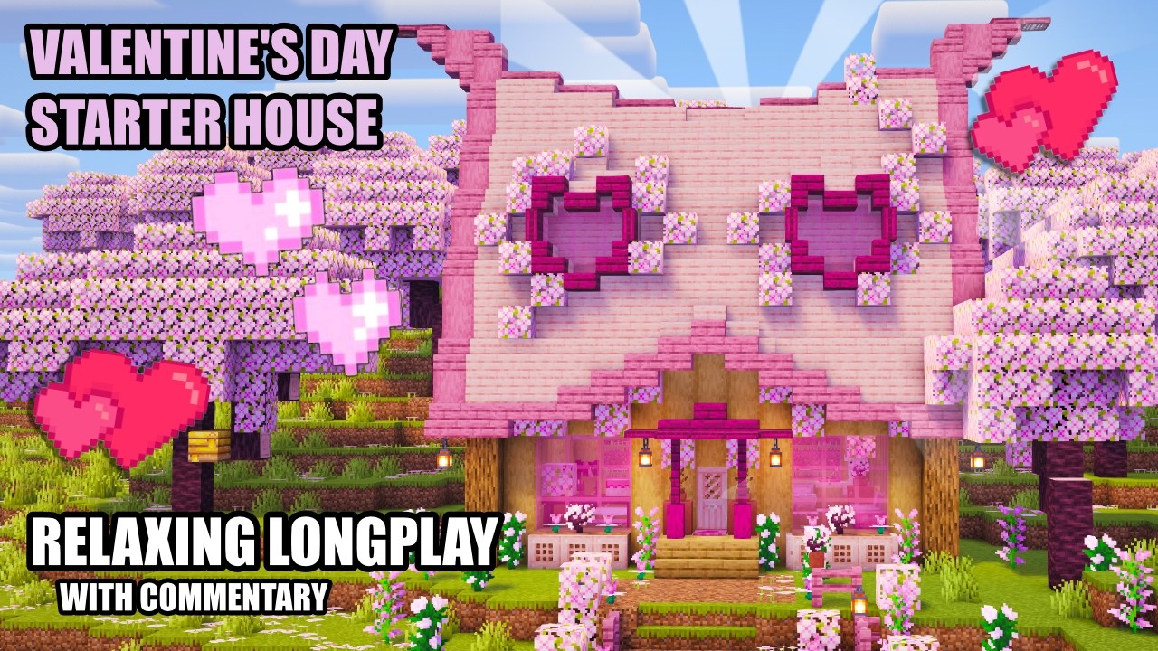Relaxing Minecraft Longplay ❤️ Valentine's Day Starter House (with Commentary)